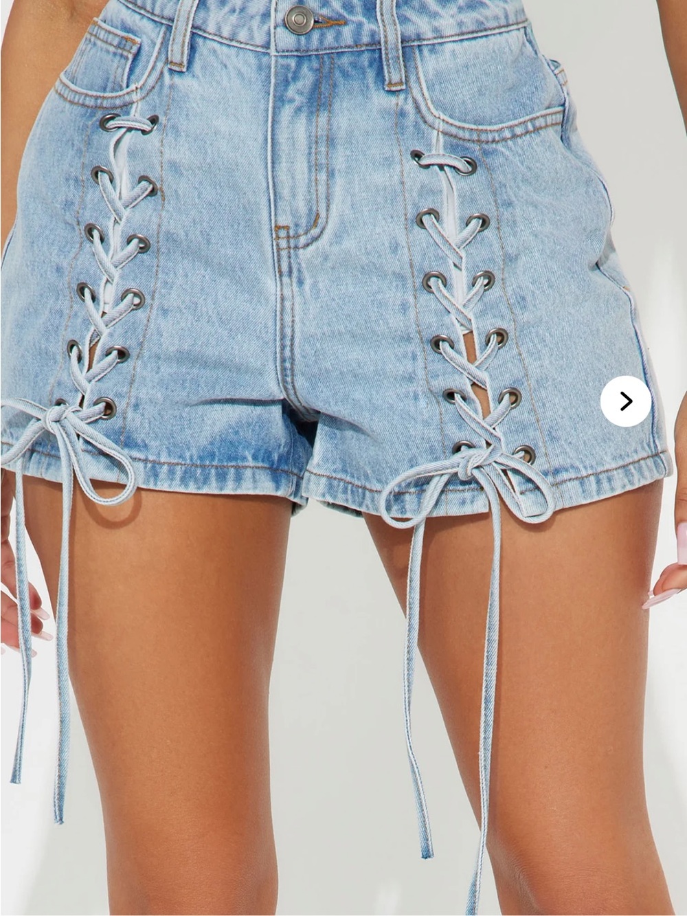 Fashion Nova Light Blue Lace-Up Denim Shorts